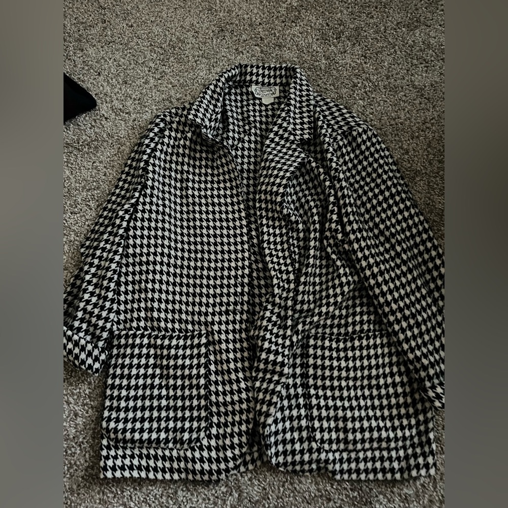 Vintage Houndstooth print oversized blazer